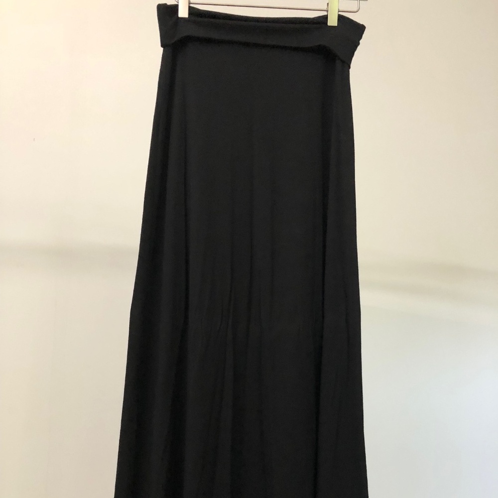 Black foldover maxi skirt